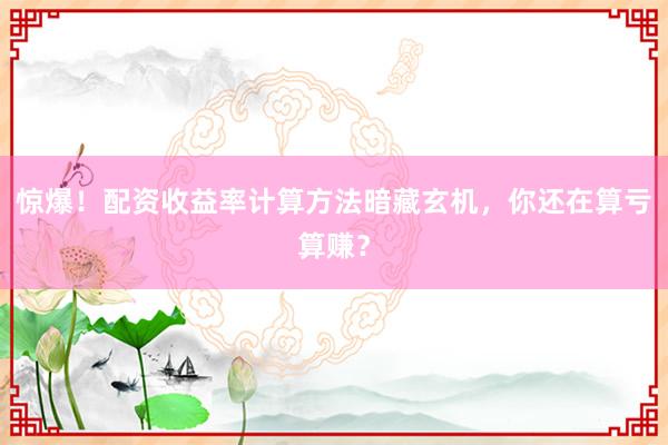 惊爆！配资收益率计算方法暗藏玄机，你还在算亏算赚？