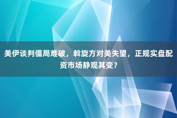 美伊谈判僵局难破，斡旋方对美失望，正规实盘配资市场静观其变？