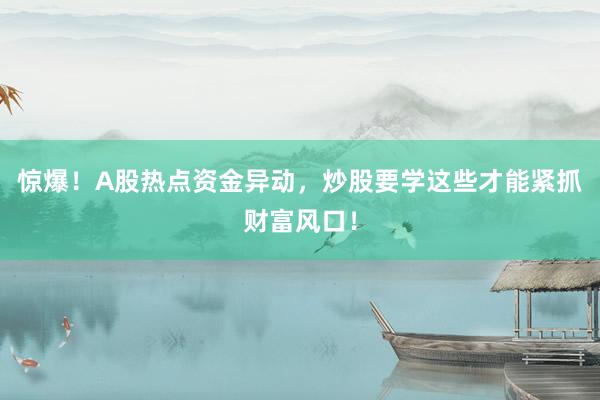 惊爆！A股热点资金异动，炒股要学这些才能紧抓财富风口！