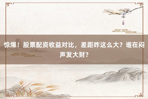 惊爆！股票配资收益对比，差距咋这么大？谁在闷声发大财？